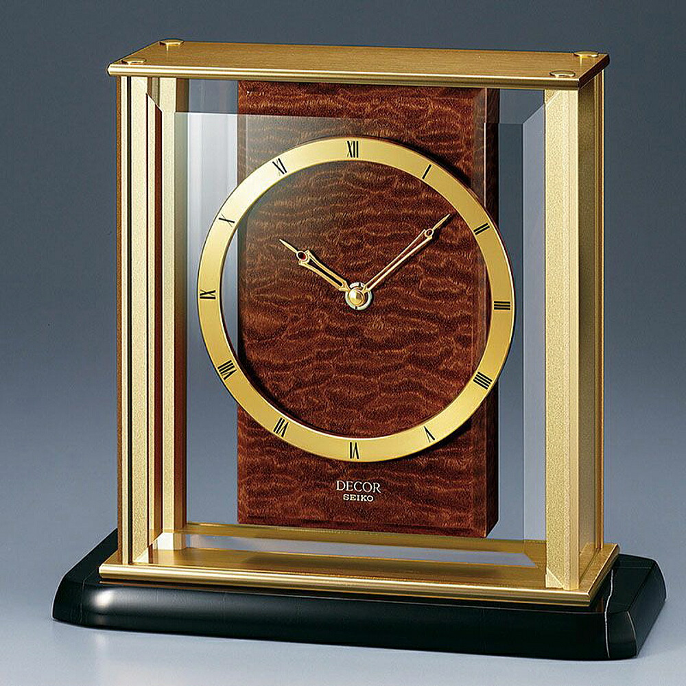 金色のオーバル型置時計インホフ水晶置時計 金色のオーバル型置時計