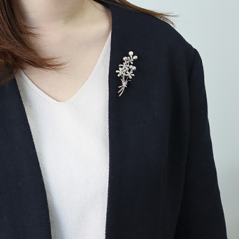 楽天市場】ブローチ パール シルバー シルバーブローチ 1点もの 日本製