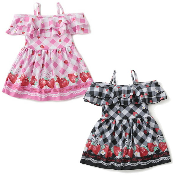 楽天市場】メゾピアノ mezzopiano UVケア ギンガム×イチゴオフショル