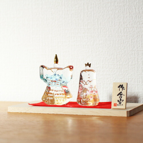 楽天市場】硝子立雛「金襴/錦桜」 桃の節句 ひなまつり 雛人形 ガラス