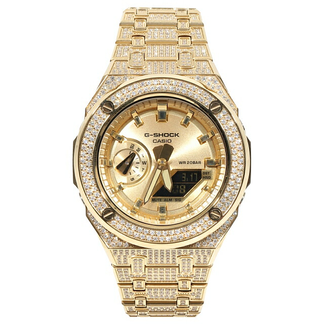 楽天市場】G-SHOCK GA2100gb GARISH ゴールド メタル 全面CZジルコニア