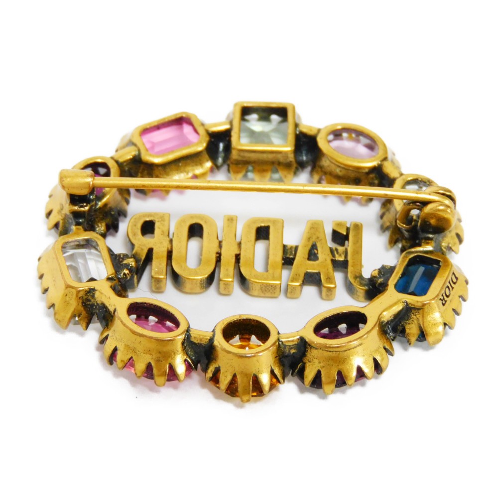 Dior ロゴブローチ クリスタル付き Dior クリスタル装飾 ロゴブローチ