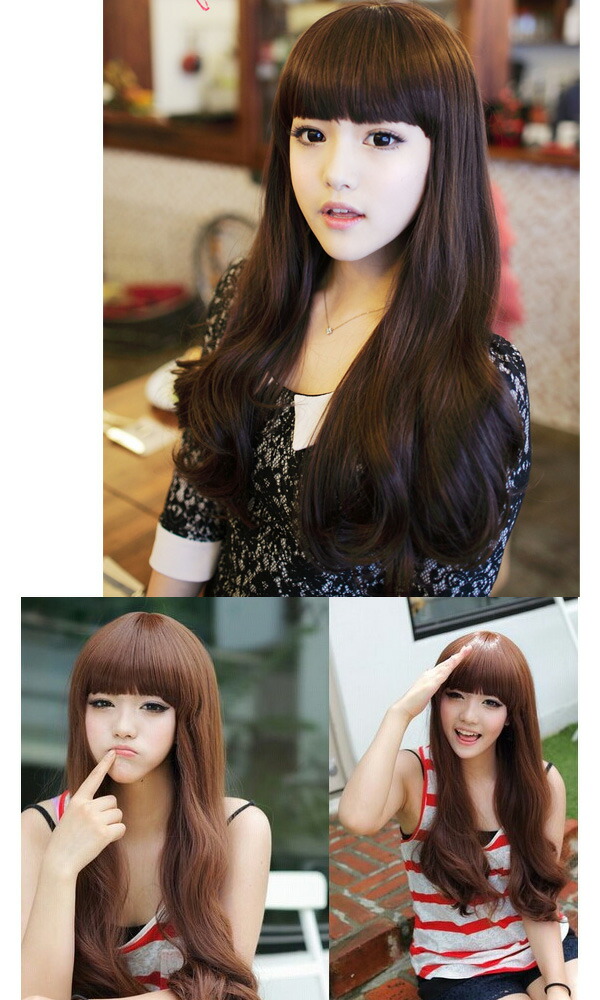 楽天市場】【楽天1位】ウィッグ ロング ミディアム 前髪ぱっつん