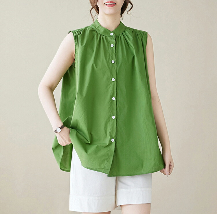 楽天市場】ブラウス シャツ ノースリーブ レディース ブラウストップス