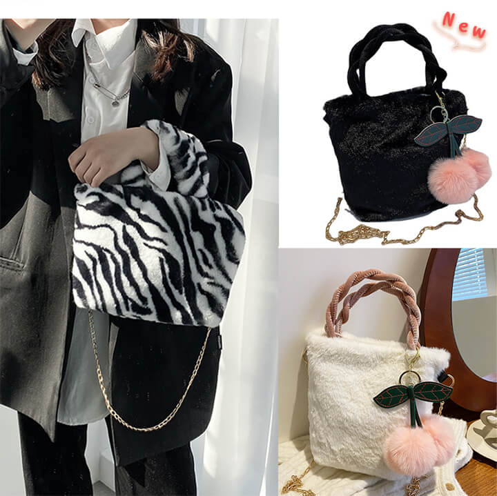 楽天市場】1B15 ファーバッグ レオパード トートバッグ ショルダー