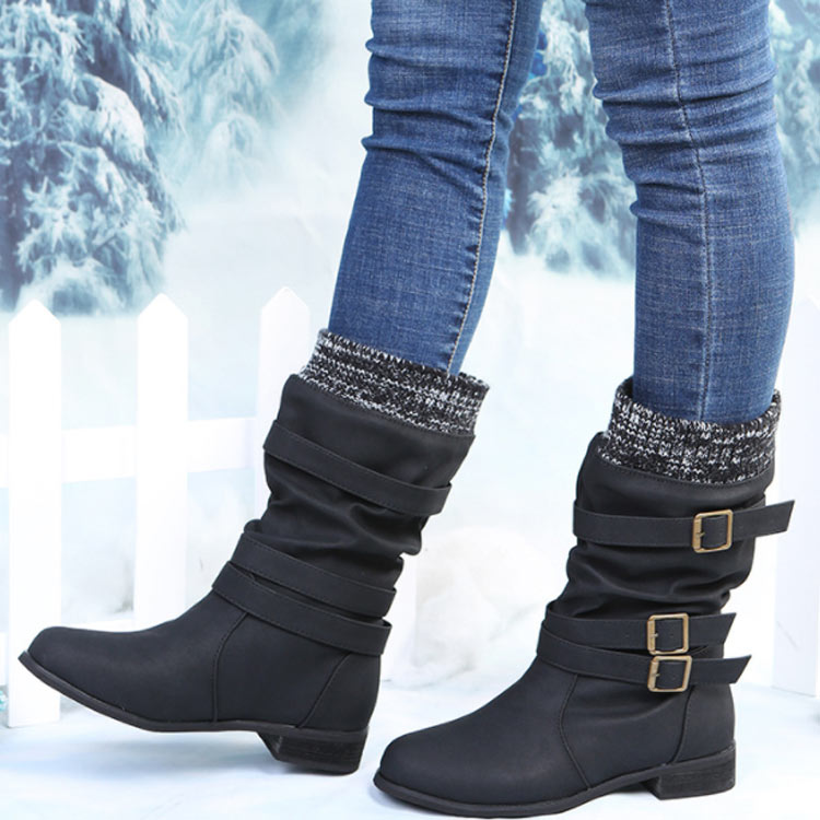 楽天市場】ミドル丈 ブーツ グレー エンジニアブーツ 防寒 ぺたんこ