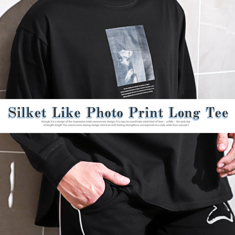 楽天市場】ロンT メンズ 長袖Tシャツ ロゴ アートフォト プリント