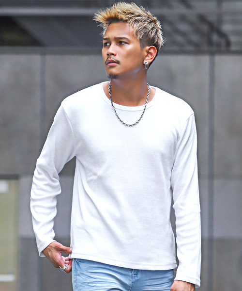楽天市場】ロンT メンズ 長袖 Tシャツ ワッフル【ワッフル長袖Tシャツ