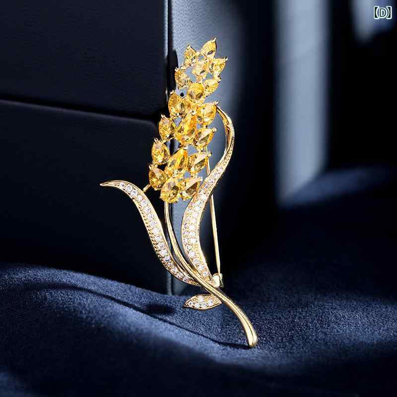 楽天市場】ブローチ レディース 麦穂 高級 シンプル 稲穂 コサージュ