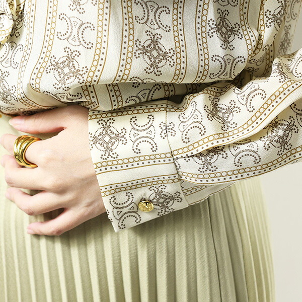 楽天市場】CELINE セリーヌ Triomphe Frill Blouse クレープ ド シーヌ