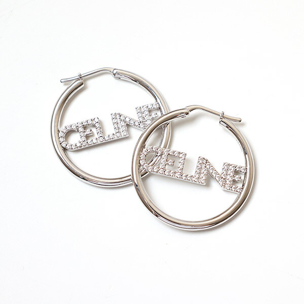 楽天市場】CELINE セリーヌ ピアス Monochroms Strass Hoops Earrings