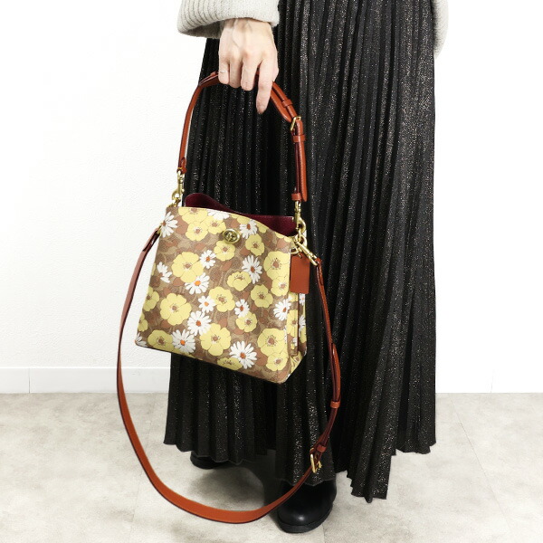 楽天市場】Coach コーチ Floral Print Willow Backet Bag C9722