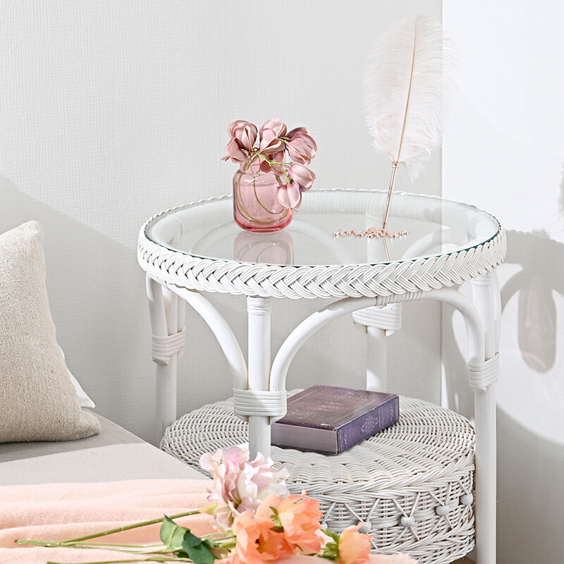 楽天市場】サイドテーブル コーヒーテーブル ガラス 籐製 おしゃれ