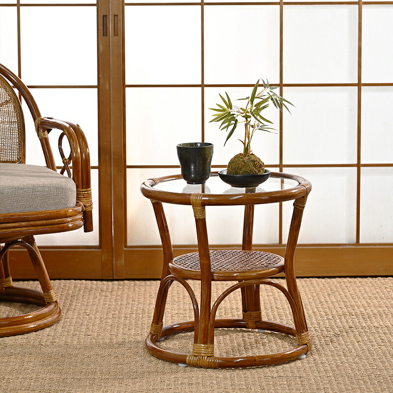 楽天市場】籐家具 : ラタンガラス 付 テーブル T806HR ブラウン