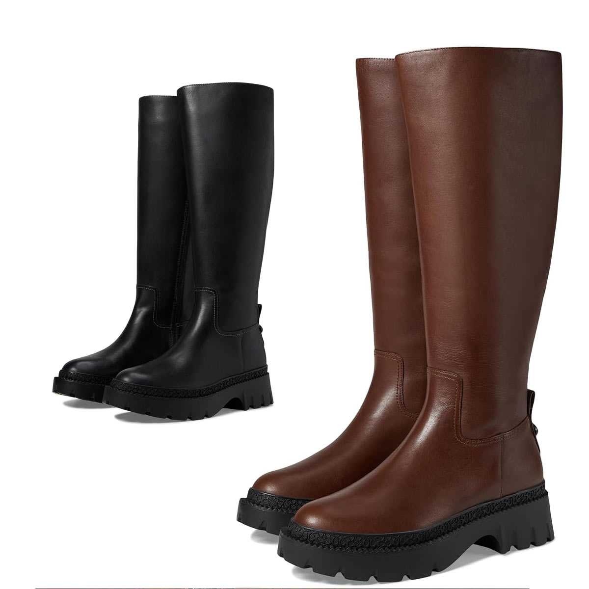 楽天市場】コーチ ブーツ レディース 本革 厚底 ふくらはぎ太め ロング