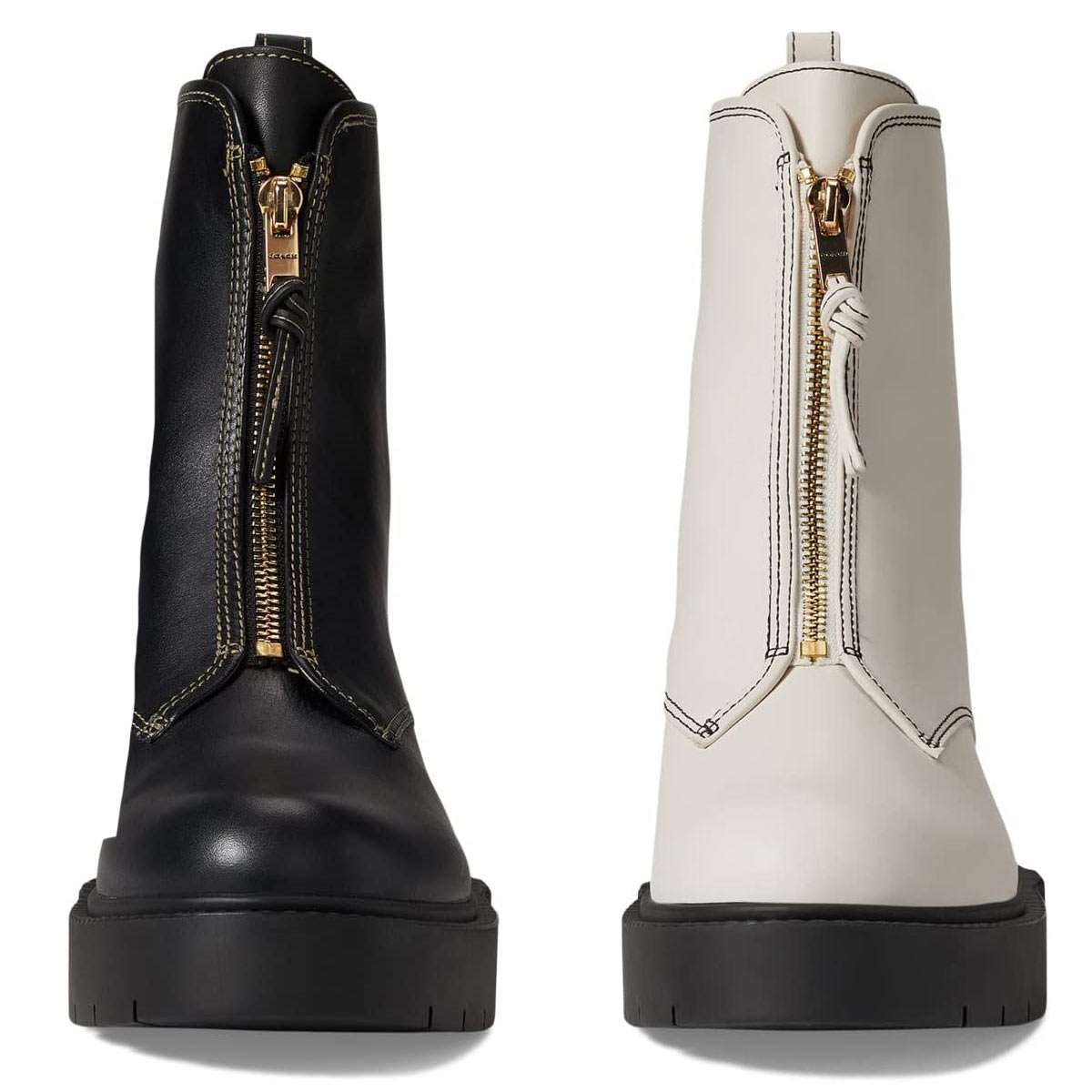 COACHブラックレザーブーティ サイドファスナー付き COACHブラック