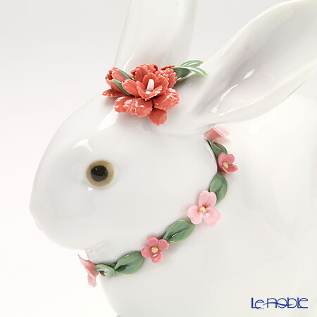 楽天市場】【ポイント10倍】リヤドロ 花飾りの白ウサギ2