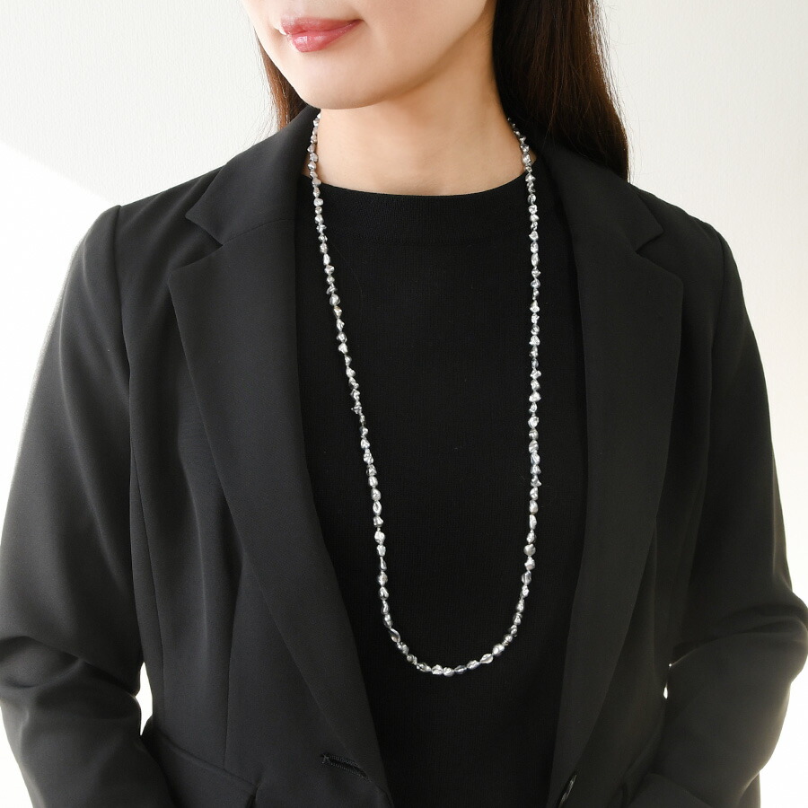 楽天市場】黒蝶 ケシ 真珠 ロングネックレス 気品に満ちたシックな輝き