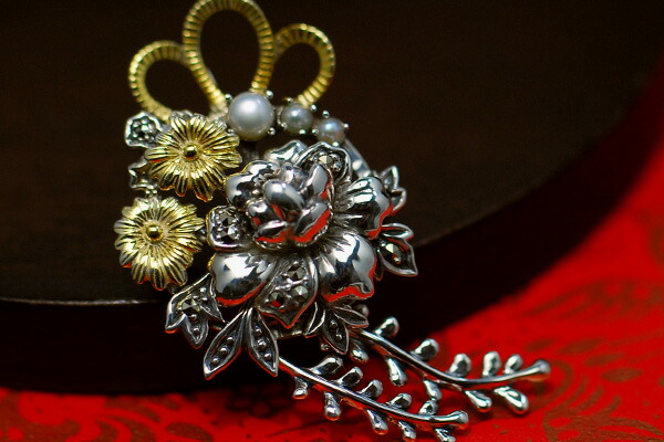 楽天市場】碌山 シードパール秋草ブローチペンダント シックに華やか