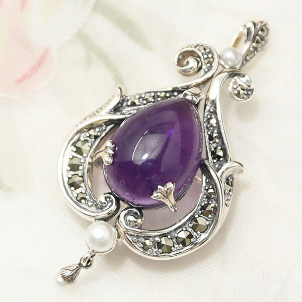 楽天市場】碌山 アメジスト シードパール ブローチペンダント 大粒