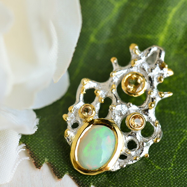 楽天市場】オパール&サファイアペンダントトップ うるうるオパールの