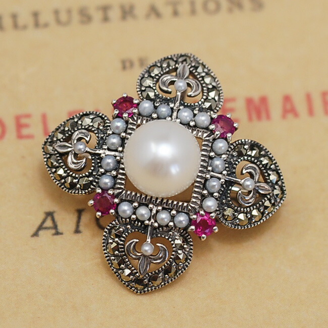 楽天市場】碌山 淡水真珠 ルビー ブローチペンダント パールが上品な