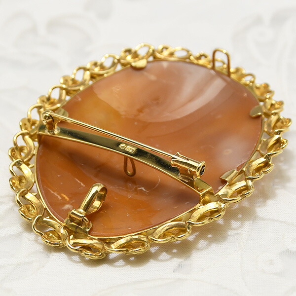 楽天市場】シェル カメオ ブローチペンダント K18YG 緻密な彫刻が