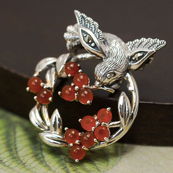 楽天市場】碌山 カーネリアン 鳥 ブローチペンダント クラシカルに