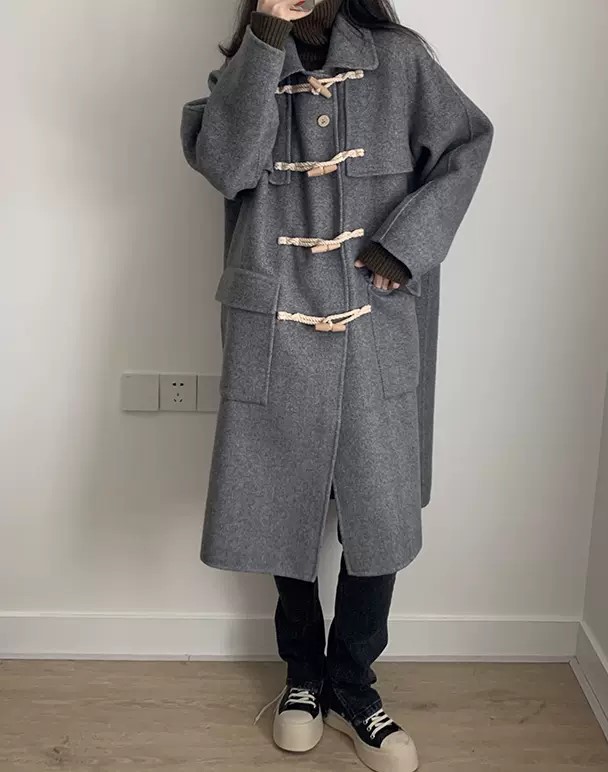 極美品】バーバリー ダッフルコート ヘリンボーン チャコールグレー