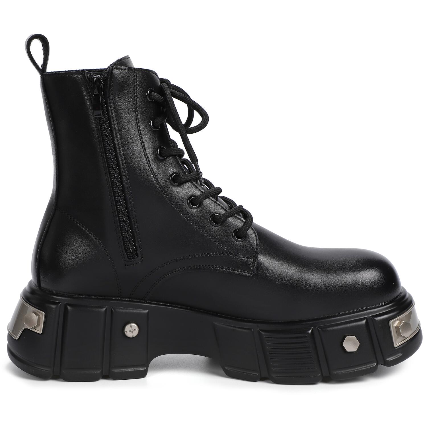 楽天市場】最大10cm身長アップ メンズ 厚底ブーツ ブラック ジップ