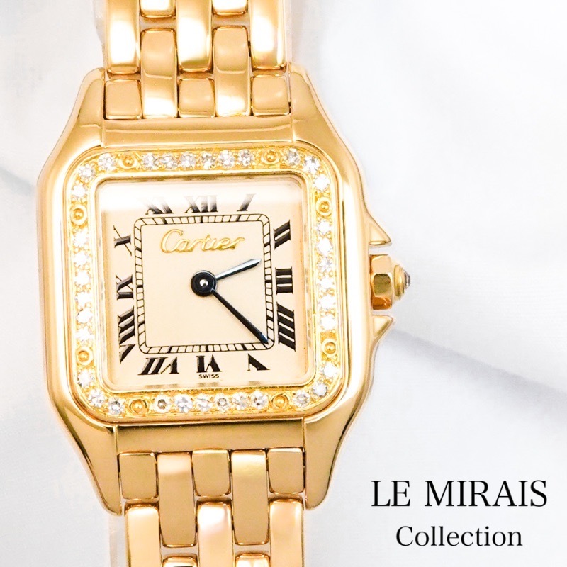 楽天市場】【OH済】カルティエ パンテール SM K18YG ロゴ立体文字盤