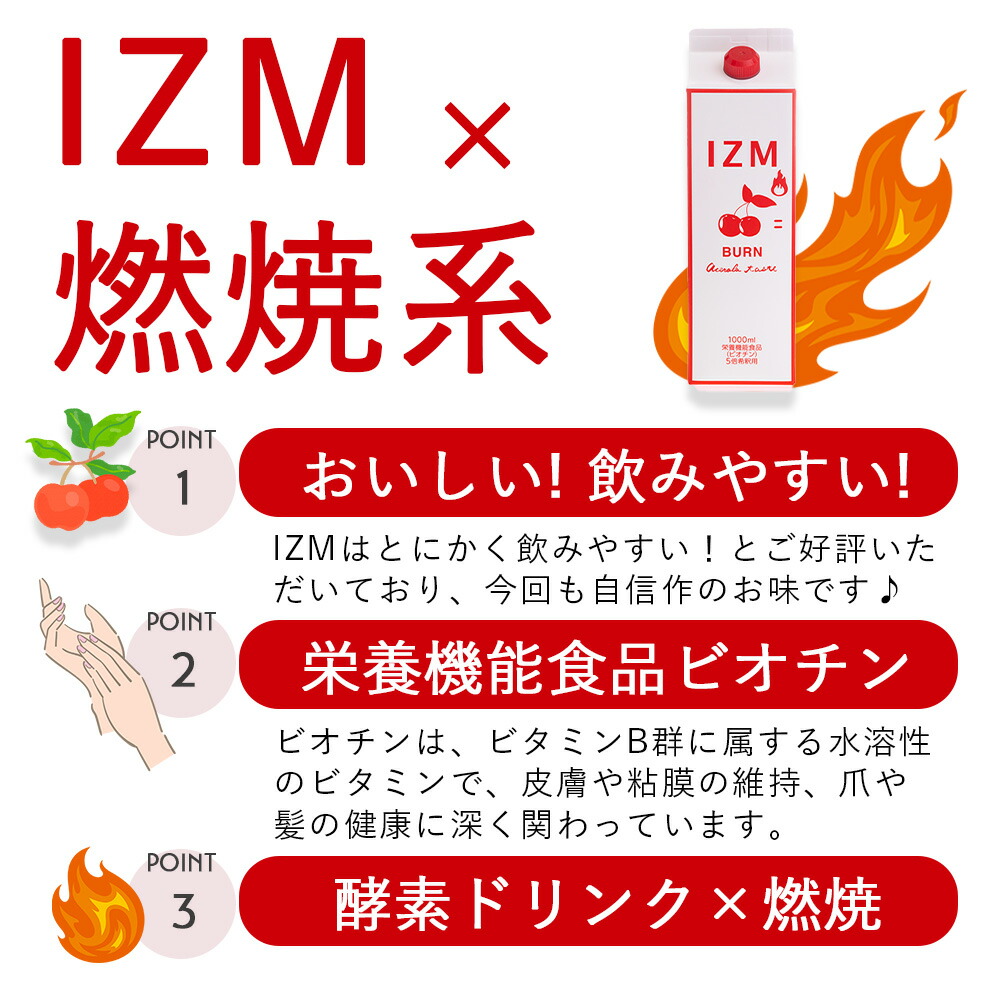 楽天市場】酵素ドリンク IZM BURN イズム バーン アセロラ味 1000mL 5