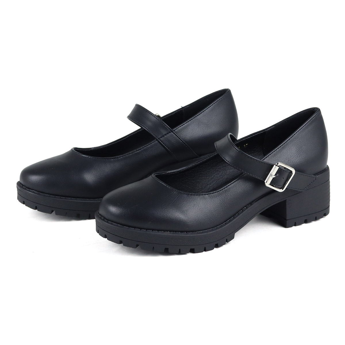 楽天市場】パンプス ストラップ メリージェーン 革靴 黒 厚底 ミドル