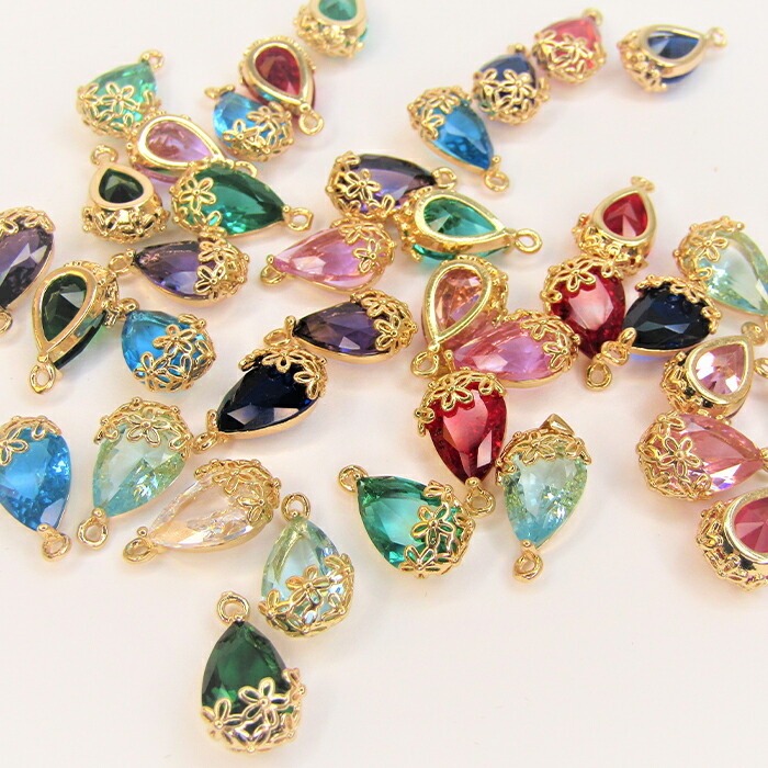 楽天市場】キラキラ雫チャーム 綺麗なしずく 涙型 カラーストーン 6個