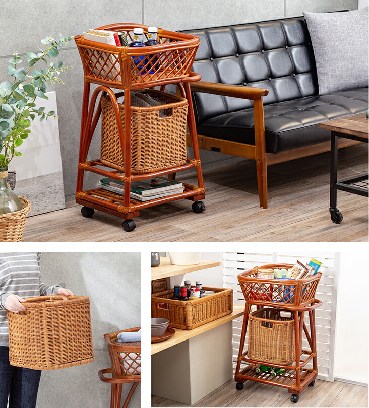 楽天市場】東京ラタン 天然籐2段ランドリー 2段ランドリーバスケット