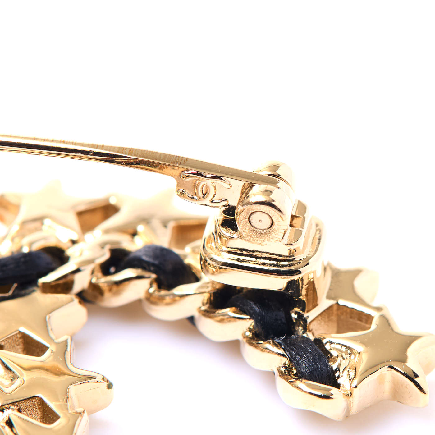 超美品 シャネル スター 星 ブローチ レジン ココマーク カーキ 17C