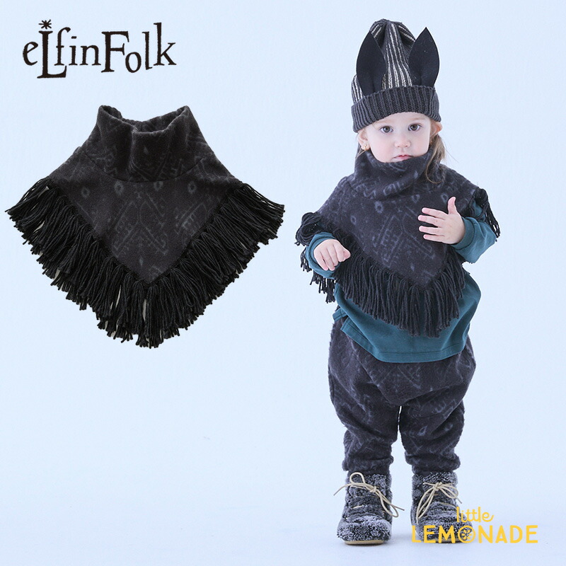 楽天市場】エルフィンフォルク Snow Jacquard Fringe Cape black (S/M