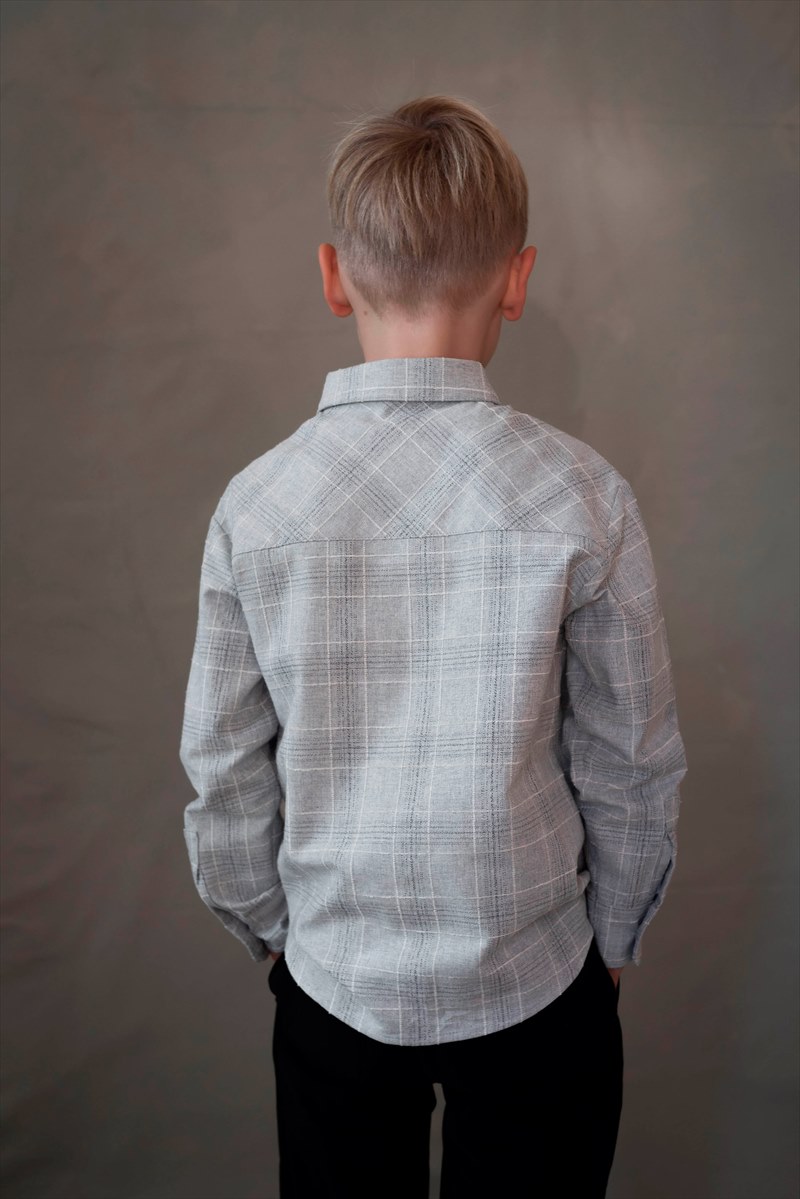 楽天市場】【Popelin】 MOD.20.4 Grey plaid shirt with collar 【4歳