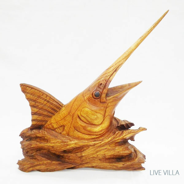 楽天市場】木彫り マカジキ カジキ 置物 木 ウッド オブジェ