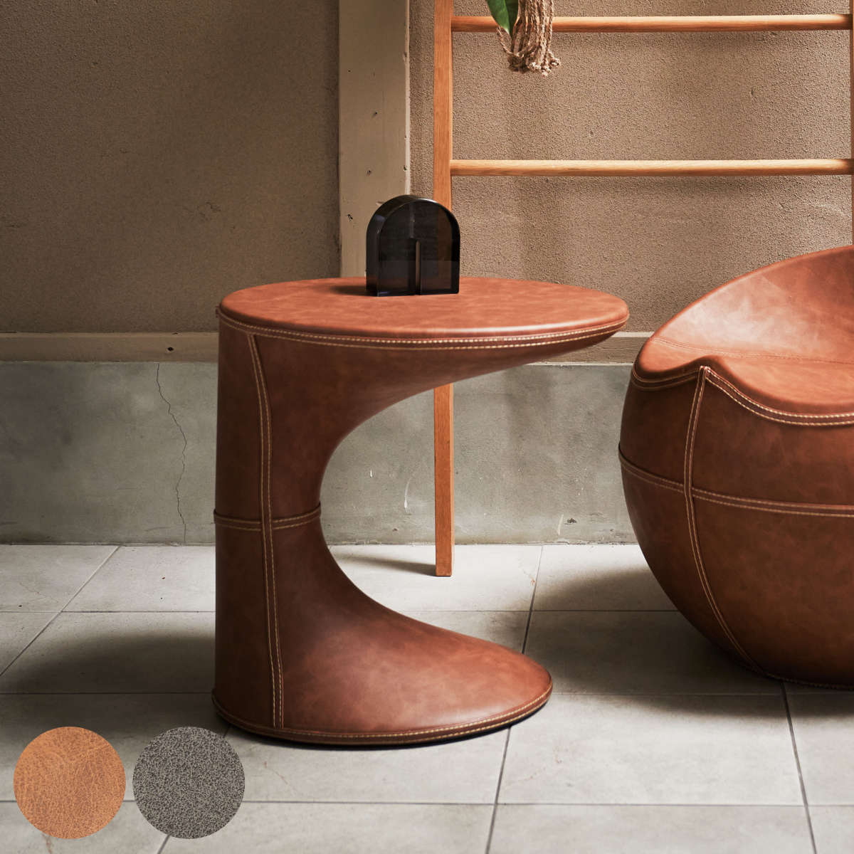 楽天市場】サイドテーブル 天板 楕円型 高さ44.5cm ソフトレザー