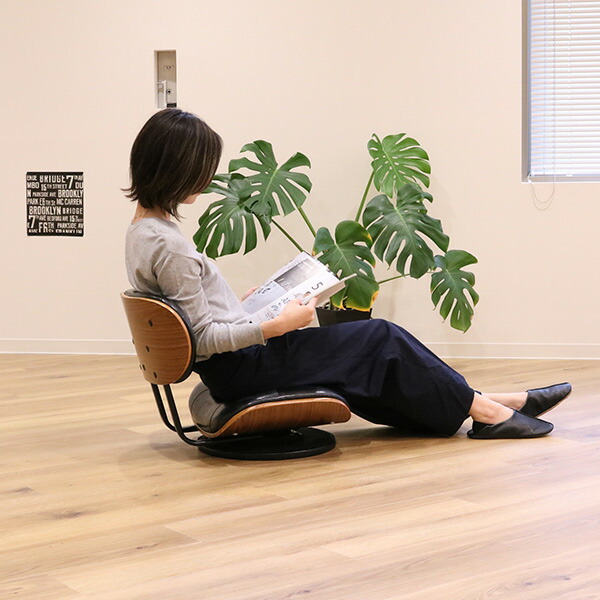 楽天市場】座椅子 回転式 幅51cm ローラウンドチェア レザー調