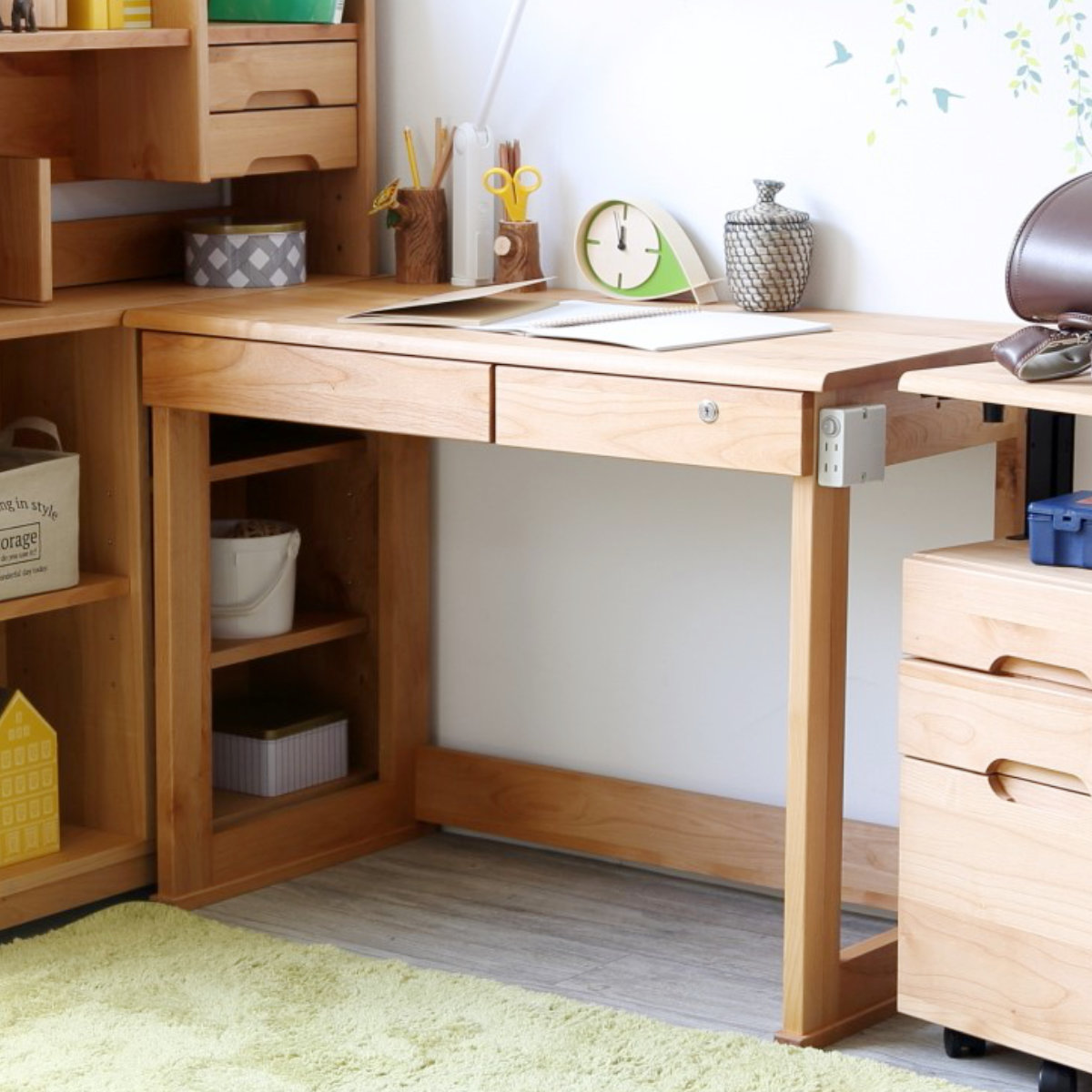楽天市場】学習机 シンプル 幅100cm 奥行55cm 引出し付 レオ （ デスク