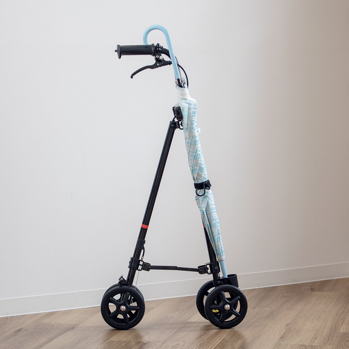 楽天市場】杖 ブラック 車輪付き 高さ調節 ハンドレールステッキ 介護