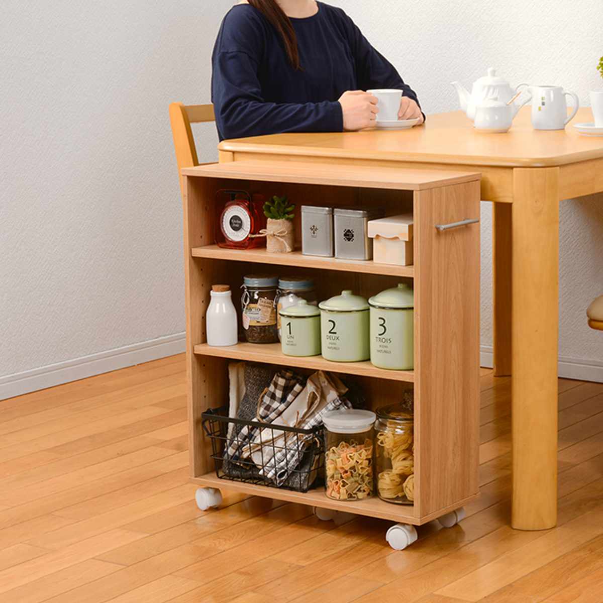 楽天市場】すきま収納ラック 幅21cm キャスター付 可動棚 3段