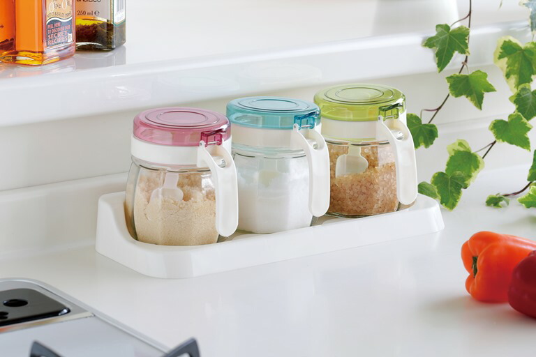 楽天市場】調味料入れ ガラス 調味料 セット 3個 収納 使いやすい 塩