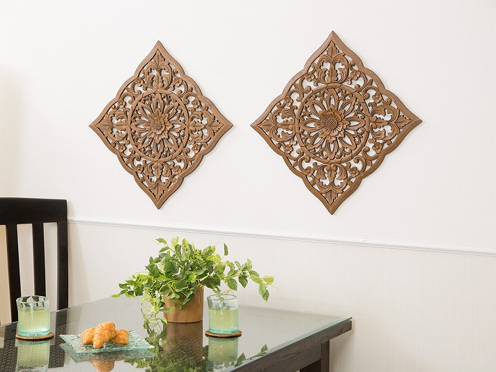 楽天市場】玄関 アジアン レリーフ ウッドカービング 壁掛けアート