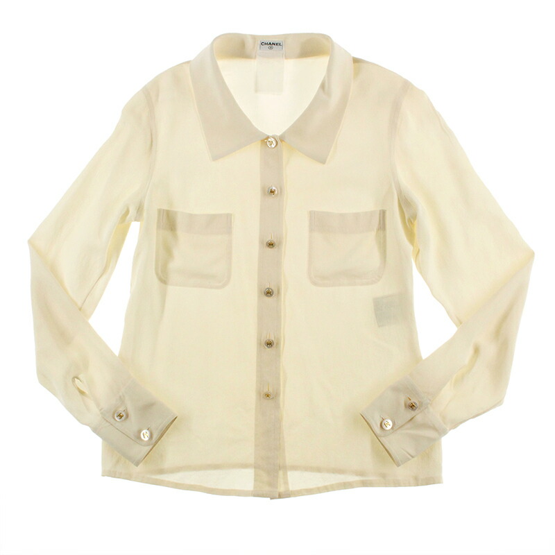 楽天市場】美品 シャネル CHANEL ココボタン 長袖 シャツ シルク