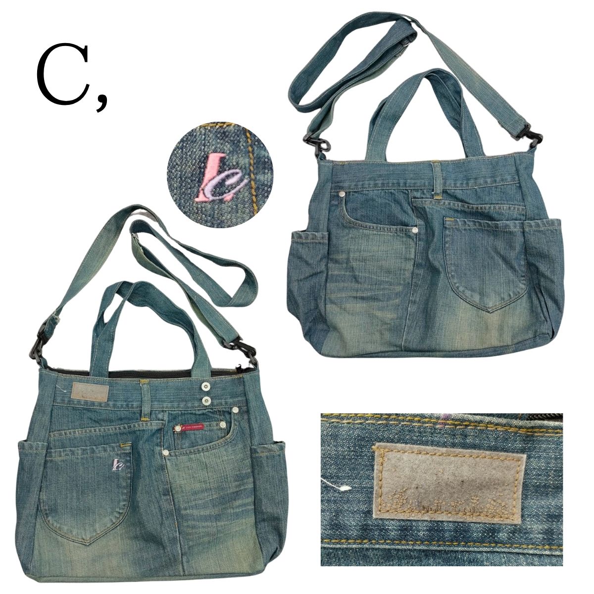 楽天市場】【すべて一点モノ！】リメイクデニム2wayトートバッグ