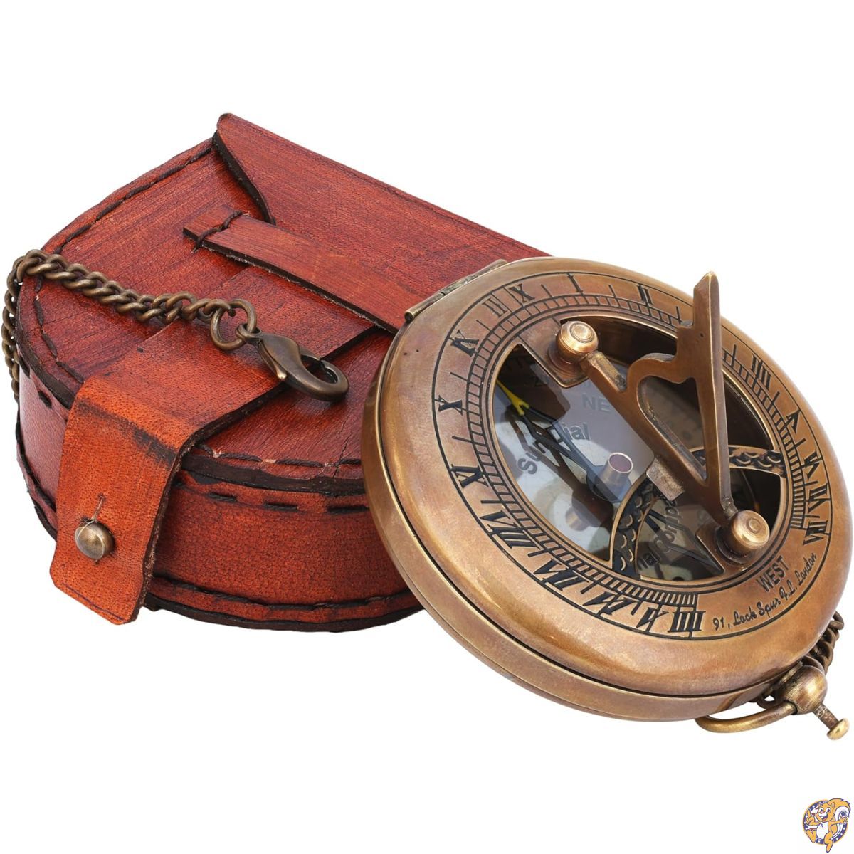 楽天市場】NEOVID 真鍮日時計コンパス レザーケースとチェーン付き
