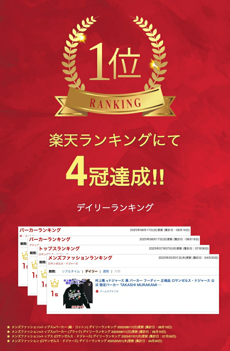 楽天市場】【ポイント2倍ワンダフルデー】村上隆 ×ドジャース 黒